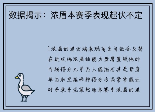 数据揭示：浓眉本赛季表现起伏不定
